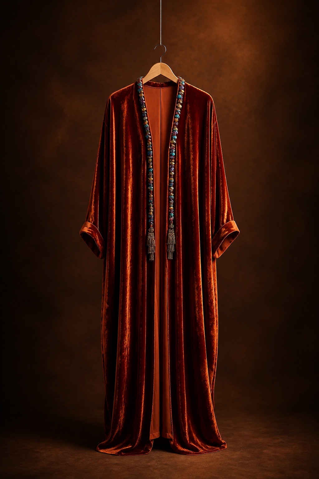 Velvet Rust Abaya full length